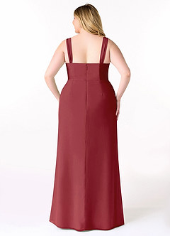Azazie Denice Brautjungfernkleider Etui Gefaltet Chiffon Kleid Granatapfelrot image10