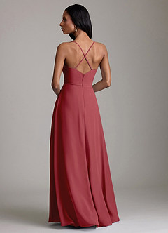 Azazie Naeem Vestidos de damas de honor Vestido de Granada de Gasa de Corte en A con Cuello en V fruncido image2