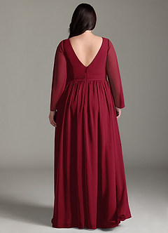 Azazie Teton Maternity Bridesmaid Dresses A-Line Long Sleeve Chiffon Floor-Length Dress image8