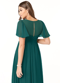 Azazie Verna Maternity Bridesmaid Dresses A-Line V-Neck Ruched Chiffon Floor-Length Dress image6