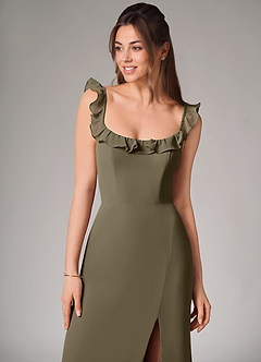 Azazie Callie Abiti da Damigella Abito Convertibile Sirena in Chiffon Spacco Laterale Willow Green image6