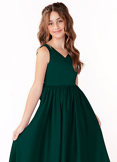 Azazie Hathaway Junior Pine A-Line Bow Matte Satin Dress image5