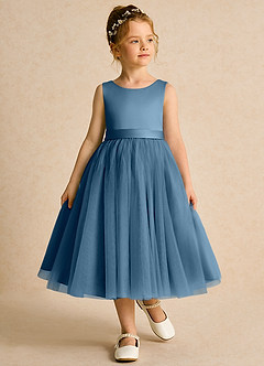 Azazie Pear vestidos de niña de las flores Vestido de Bermudas de Tul de Princesa con Lazo image4