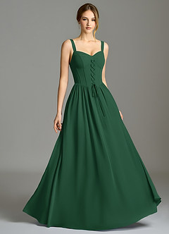 Azazie Porscha Bridesmaid Dresses Dark Green A-Line Sweetheart Neckline Chiffon Dress image5