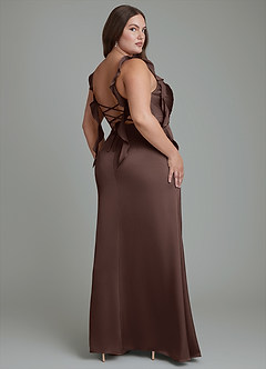 Azazie Jessamine Bridesmaid Dresses Ganache Sheath Corset Stretch Satin Dress image9