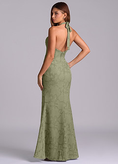 Azazie Valerie Final Sale Pistachio Mermaid Pleated Floral Burnout Dress image6