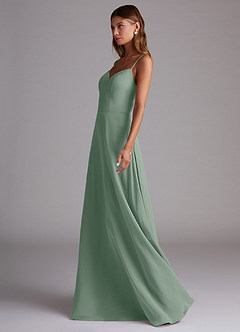 Azazie Marley Vestidos de damas de honor Vestido de Salvia Plateada de Gasa de Corte en A Convertible con Vestidos sin tirantes image6