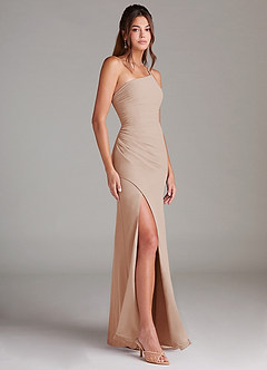 Azazie Eren Bridesmaid Dresses English Rose Sheath One Shoulder Chiffon Dress image4