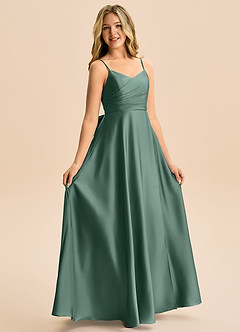 Azazie Rumi Junior Klä av A-Line i Stretch Satin Plisserad image5