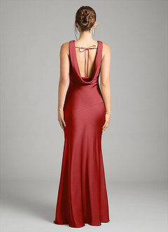 Azazie Rylina Bridesmaid Dresses Pomegranate Mermaid Stretch Satin Dress image3
