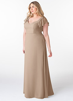 Azazie Syenna Bridesmaid Dresses Taupe A-Line Ruched Chiffon Dress image8