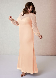 Azazie Denali Final Sale Agave Sheath Bow Mesh Dress image9