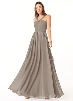 Azazie Dionne Bridesmaid Dresses Taupe A-Line Corset Chiffon Dress image4