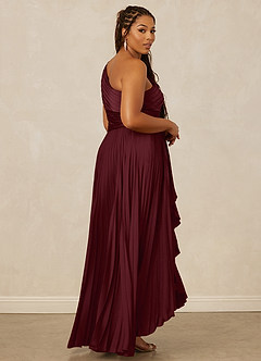 Christian Siriano Bridal for Azazie 1008 Bridesmaid Dresses Cabernet A-Line One Shoulder Stretch Satin Dress image13