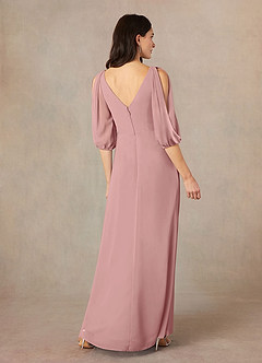 Azazie Bronwyn Mother of the Bride Dresses Dusty Rose A-Line V-Neck Ruched Chiffon Dress image4