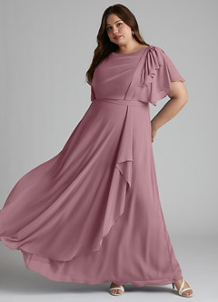 Azazie Aaliyah Modest Bridesmaid Dresses A-Line Scoop Pleated Chiffon Floor-Length Dress image8