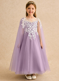 Azazie Dandelion Robe Demoiselle D'honneur Fillette Robe Princesse en Dentelle Glycine image3
