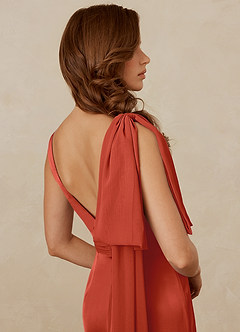 Christian Siriano Bridal for Azazie 1011 Bridesmaid Dresses Rust Mermaid Bow Stretch Satin Dress image10