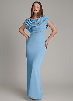 Azazie Hadley Abiti da Damigella Abito Sirena in Chiffon Plissettato Blu Acciaio image10