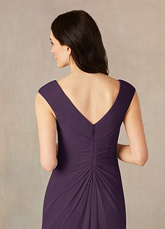 Azazie Sally Mother of the Bride Dresses Plum A-Line V-Neck Pleated Chiffon Dress image5