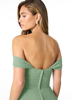 Azazie Kaitlynn Bridesmaid Dresses Matcha Empire Ruched Chiffon Convertible Dress image8