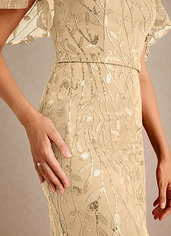 Azazie Milan Mother of the Bride Dresses Champagne Sheath Sequins Dress image6