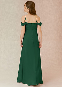 Azazie Kaitlynn Junior Vestido de Verde Oscuro de Gasa de Corte En A con Vestidos sin tirantes image2