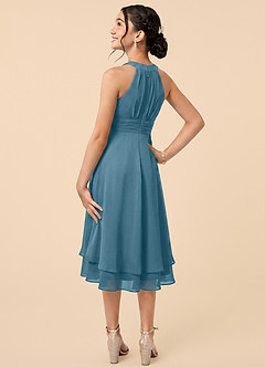 Azazie Linna Junior Bermuda A-Line Pleated Chiffon Dress image4