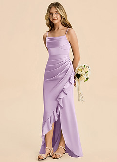 Azazie Mia Junior Meerjungfrau-Linie Plissee Stretch-Satin Kleid Frostiges Flieder image4