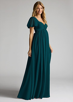 Azazie Madisynn Robes de demoiselle d'honneur de maternité Robe Arc Longueur ras du sol Mousseline de soie image3