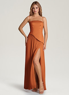 Azazie Tierney Bridesmaid Dresses Cinnamon A-Line Strapless Chiffon Convertible Dress image3