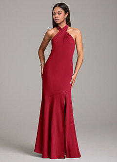 Azazie Lorena Bridesmaid Dresses Scarlet Mermaid Pleated Chiffon Dress image4