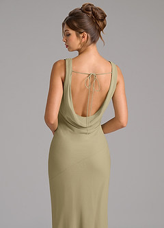Azazie Rylina Bridesmaid Dresses Moss Green Mermaid Pleated Chiffon Dress image2