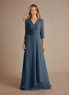 Azazie Mayfield Brudens mor kjoler A-Line Plisseret Chiffon Gulv-længde Kjole image6