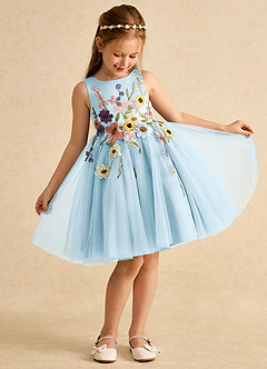 Azazie Prima Flower Girl Klänningar Klänning A-Line i Tyll Rosett image3