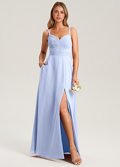 Azazie Terese Abiti da Damigella Abito A-Line in Chiffon Plissettato Ghiaccio image6