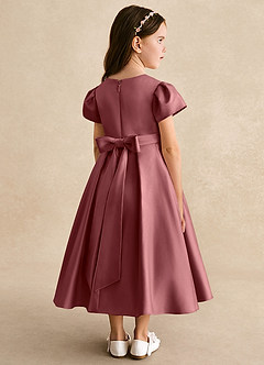 Azazie Princess Blumenmädchenkleider A-Linie Plissee Matte Satin Kleid Amethyst image2