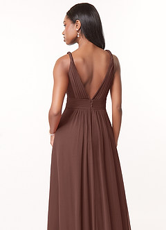 Azazie Maren Final Sale Desert Rose A-Line Pleated Chiffon Dress image5