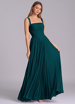 Azazie Mina Bridesmaid Dresses Pine A-Line Pleated Chiffon Dress image3