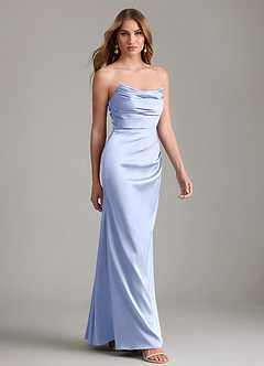 Azazie Lucille Vestidos de damas de honor Vestido de Hielo de Satén Elástico de Corte Sirena Convertible con Sin tirantes image4