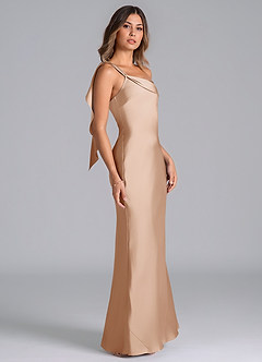 Azazie Driea Brudtärnklänningar Klä av Sjöjungfru i Stretch Satin Ena axeln Engelsk Ros image4