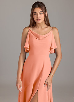 Azazie Darcia Bridesmaid Dresses Sunset A-Line Side Slit Chiffon Dress image6