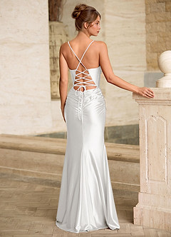 Scarlett White Backless Lace-up Mermaid Prom Dress image2