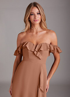 Azazie Lyra Vestidos de damas de honor Vestido de Bronceador de Gasa de Corte en A Convertible image9
