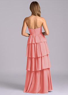 Azazie Faye Bridesmaid Dresses Coral A-Line Sweetheart Neckline Chiffon Dress image7