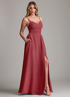 Azazie Terese Vestidos de damas de honor Vestido de Granada de Gasa de Corte en A con Plisado image6