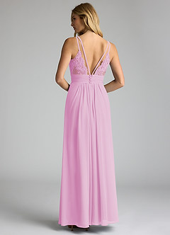 Azazie Maren Allure Brudtärnklänningar Klä av A-Linje i Chiffong V-ringad spets Godisrosa image5