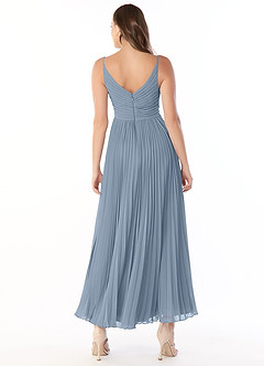 Azazie Raychelle Bridesmaid Dresses Dusty Blue A-Line V-Neck Chiffon Dress image2