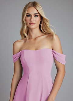 Azazie Seriana Brudtärnklänningar Klä av A-Linje i Chiffong Av axeln Godisrosa image6