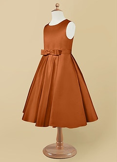Azazie Coco Flower Girl Dresses Copper A-Line Bow Matte Satin Dress image7